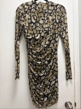 ZARA Long-Sleeve Ruched Mesh Dress